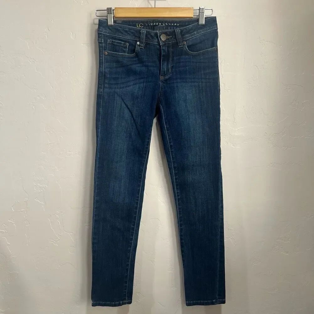 LC Lauren Conrad Jeans Women's Size 2 Blue Denim Skinny Pants Low Rise Pockets